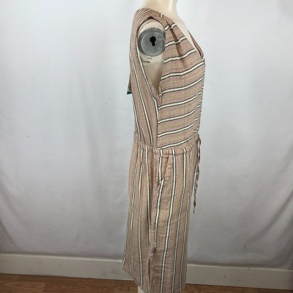 PRANA - WOMEN'S SMALL - COPPER STRIPE SHORT SLEEVE V NECK ECOTROPICS DRESS - Picture 2 of 7